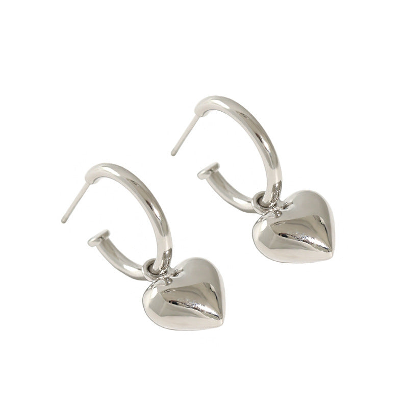 Simple temperament love heart-shaped pendant earrings women&