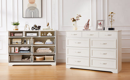 Bedroom dresser 9 drawer long dresser with antique handles wood chest of drawers for kids room 47.56&