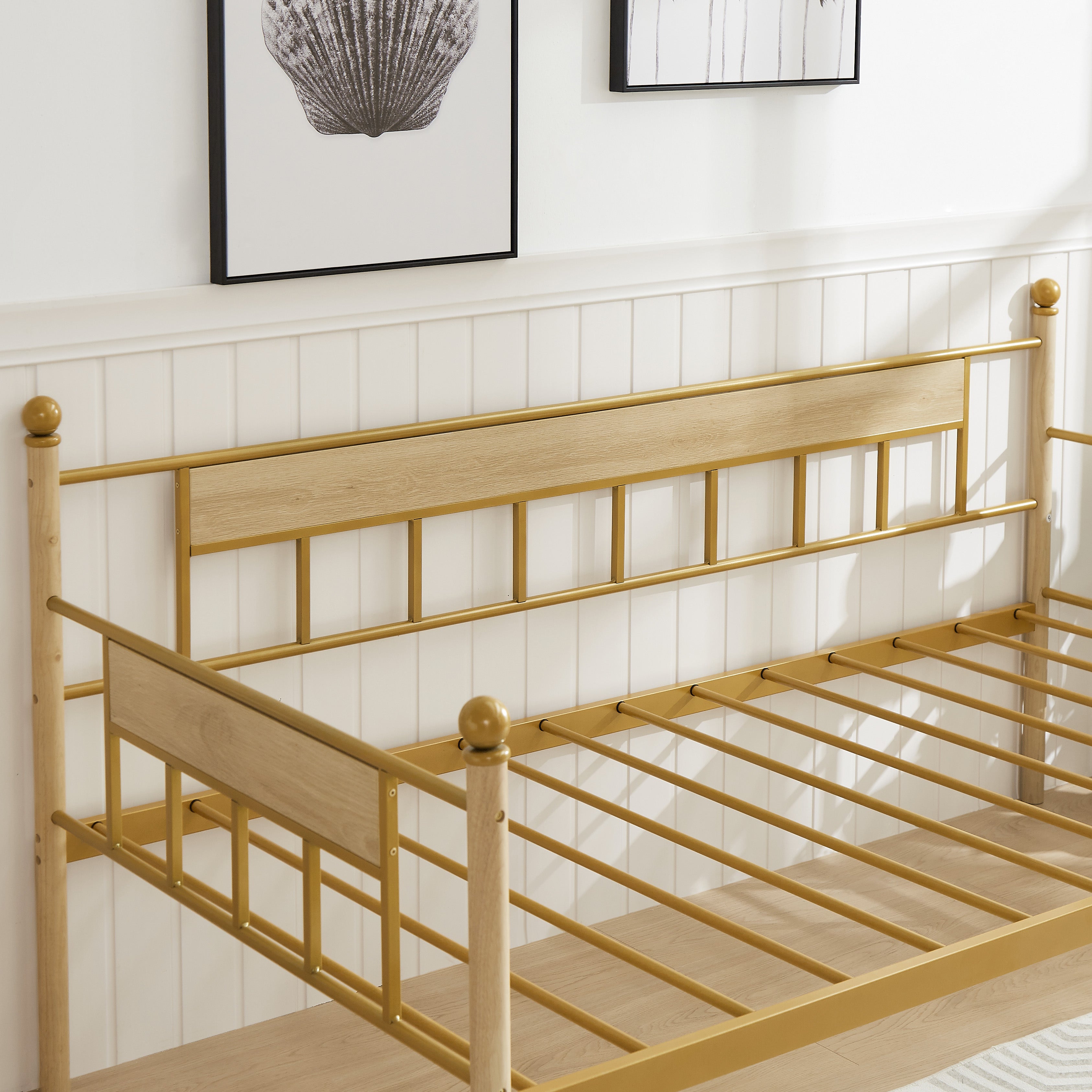 Daybed sofa bed metal framed with trundle twin size  golden 77&