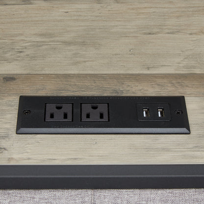 Bed frame with charging station full size, Grey, 83.1&