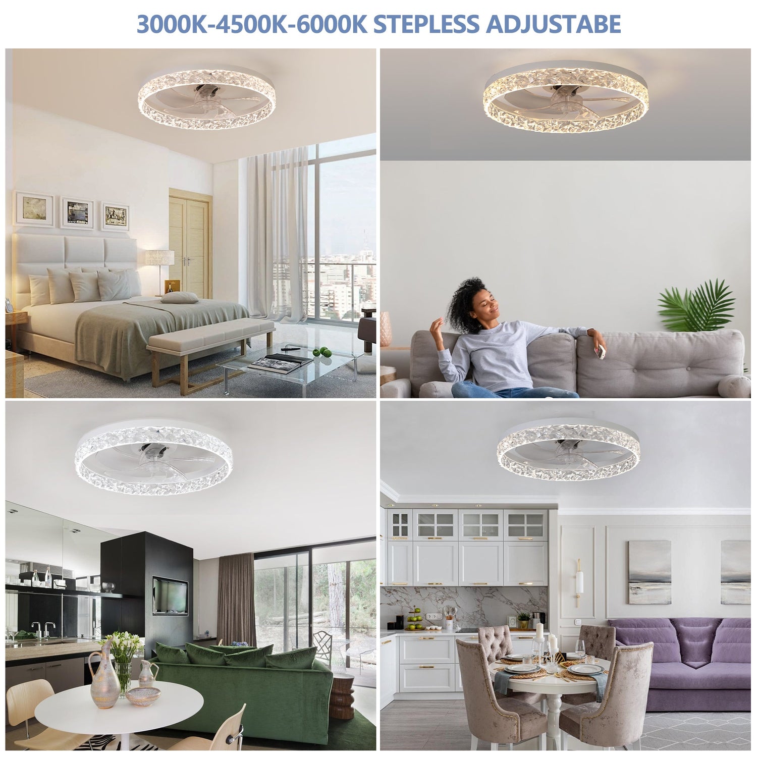Acrylic Dimmable Ceiling Fan Light
