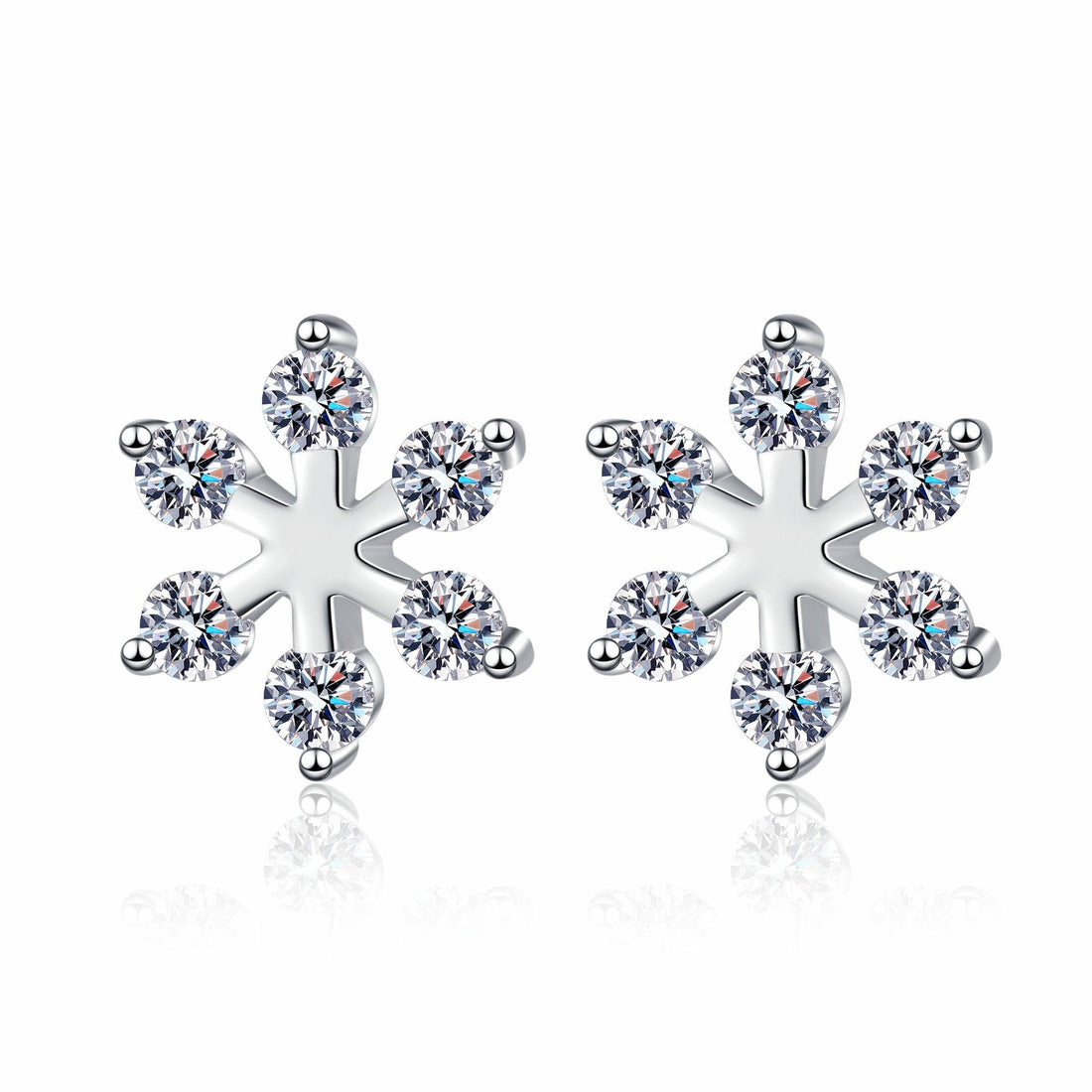Moissanite 925 Sterling Silver Snowflake Shape Earrings