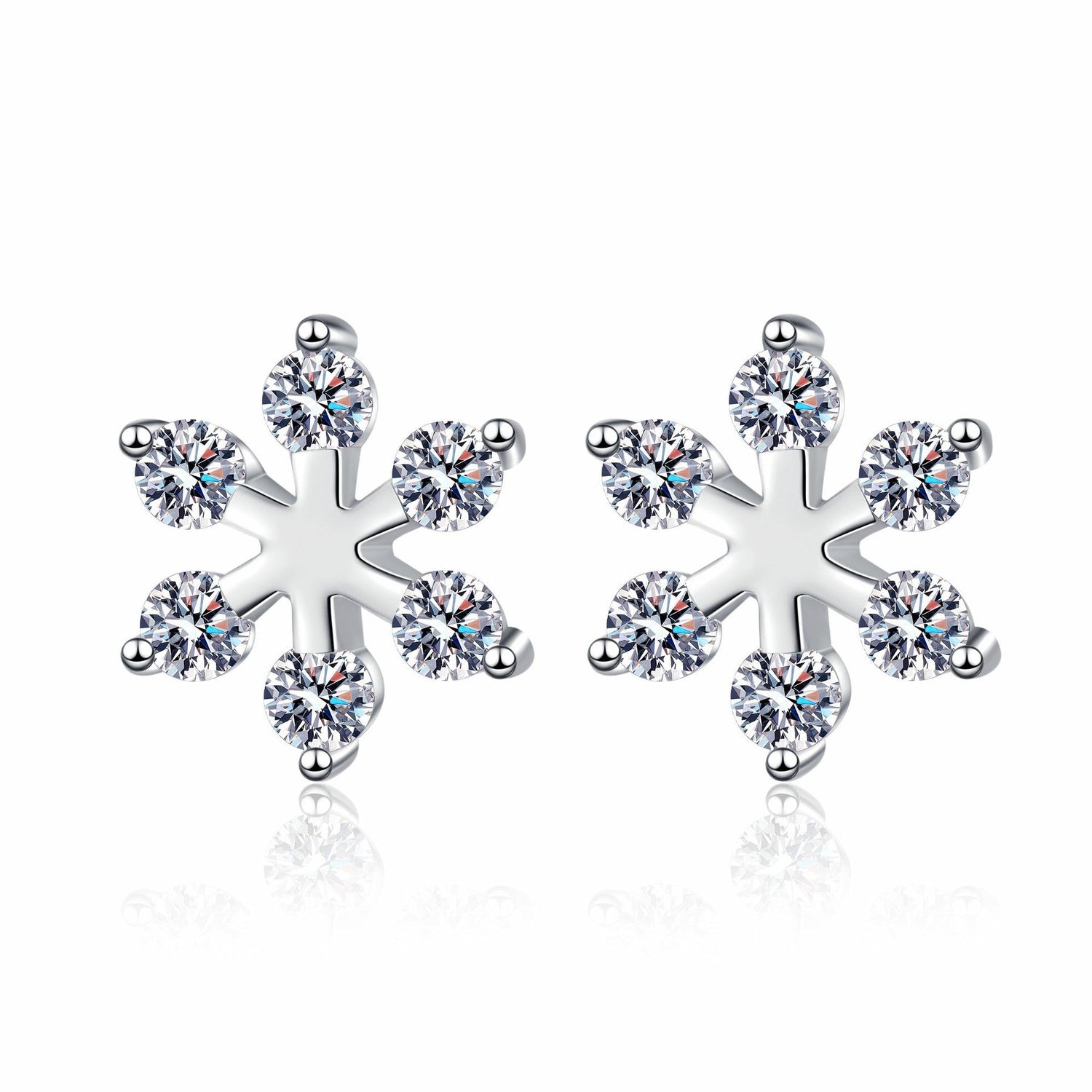 Moissanite 925 Sterling Silver Snowflake Shape Earrings