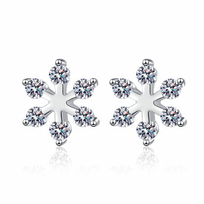 Moissanite 925 Sterling Silver Snowflake Shape Earrings