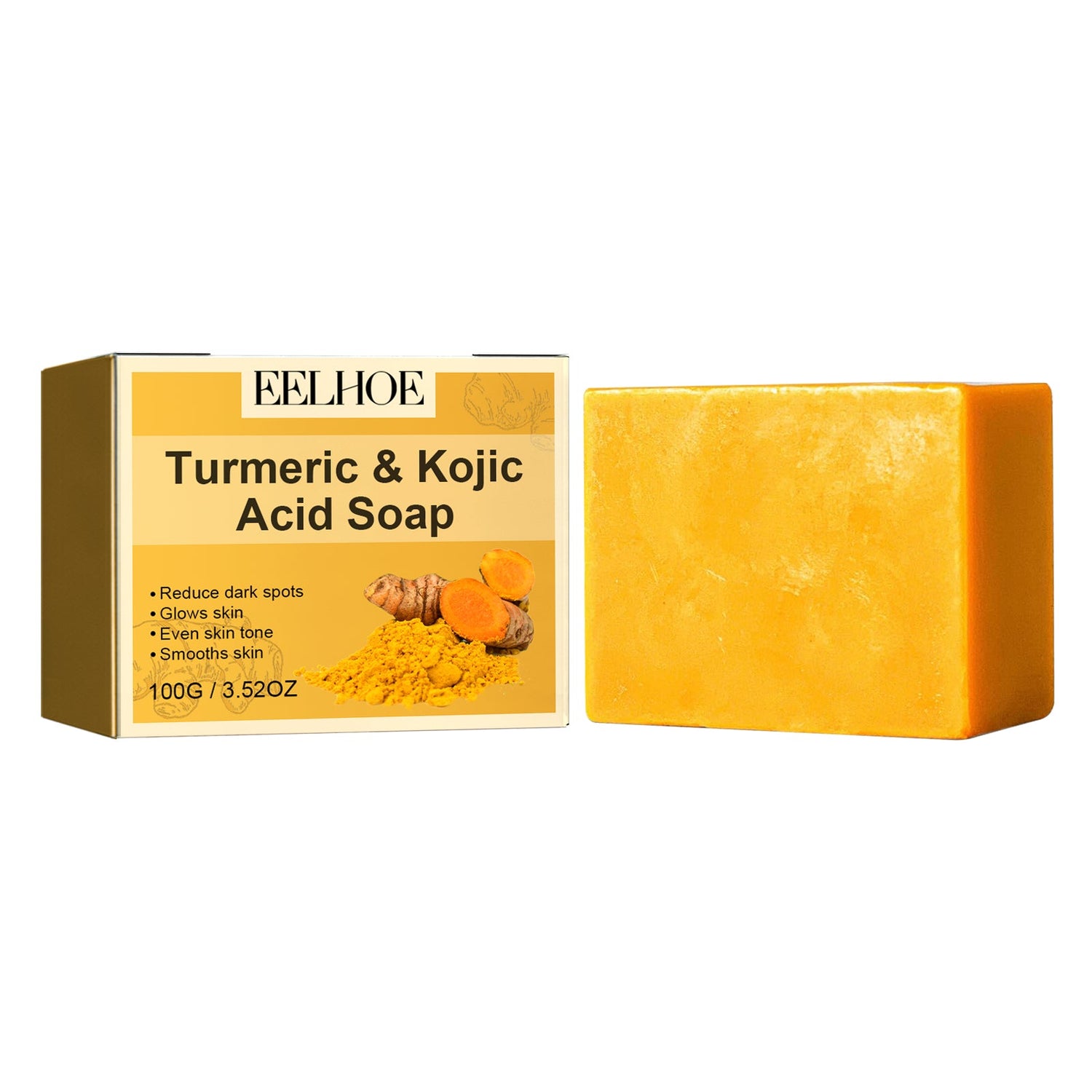 Turmeric &amp; Kojic Acid Soap, Gently Clean Face Fade Spots Brighten Skin Tone Moisturize And Moisturize Even Skin Tone