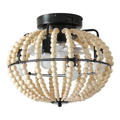Beaded Wood Chandelier Fan