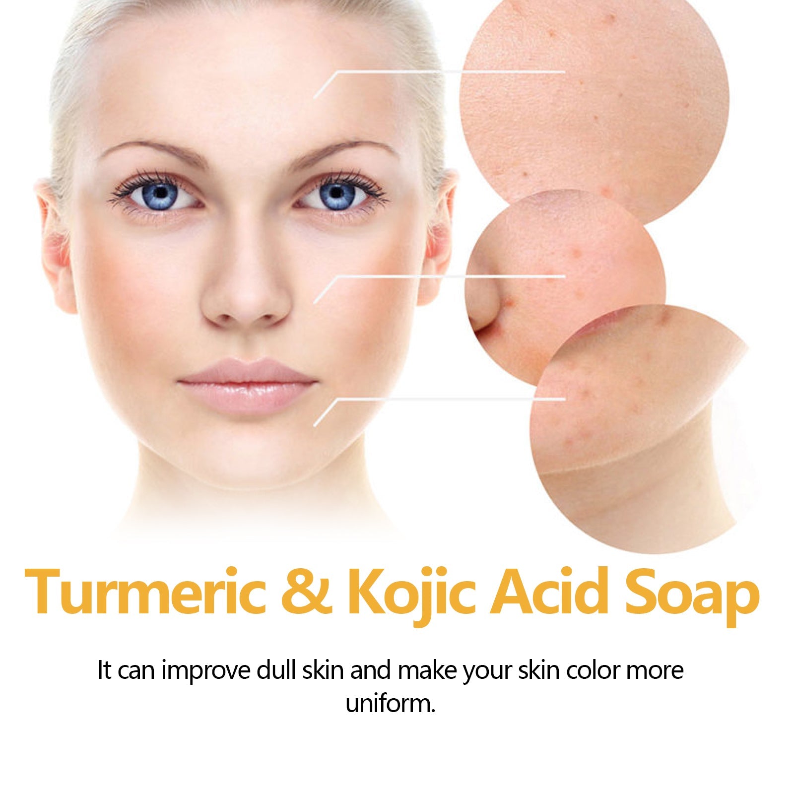 Turmeric &amp; Kojic Acid Soap, Gently Clean Face Fade Spots Brighten Skin Tone Moisturize And Moisturize Even Skin Tone