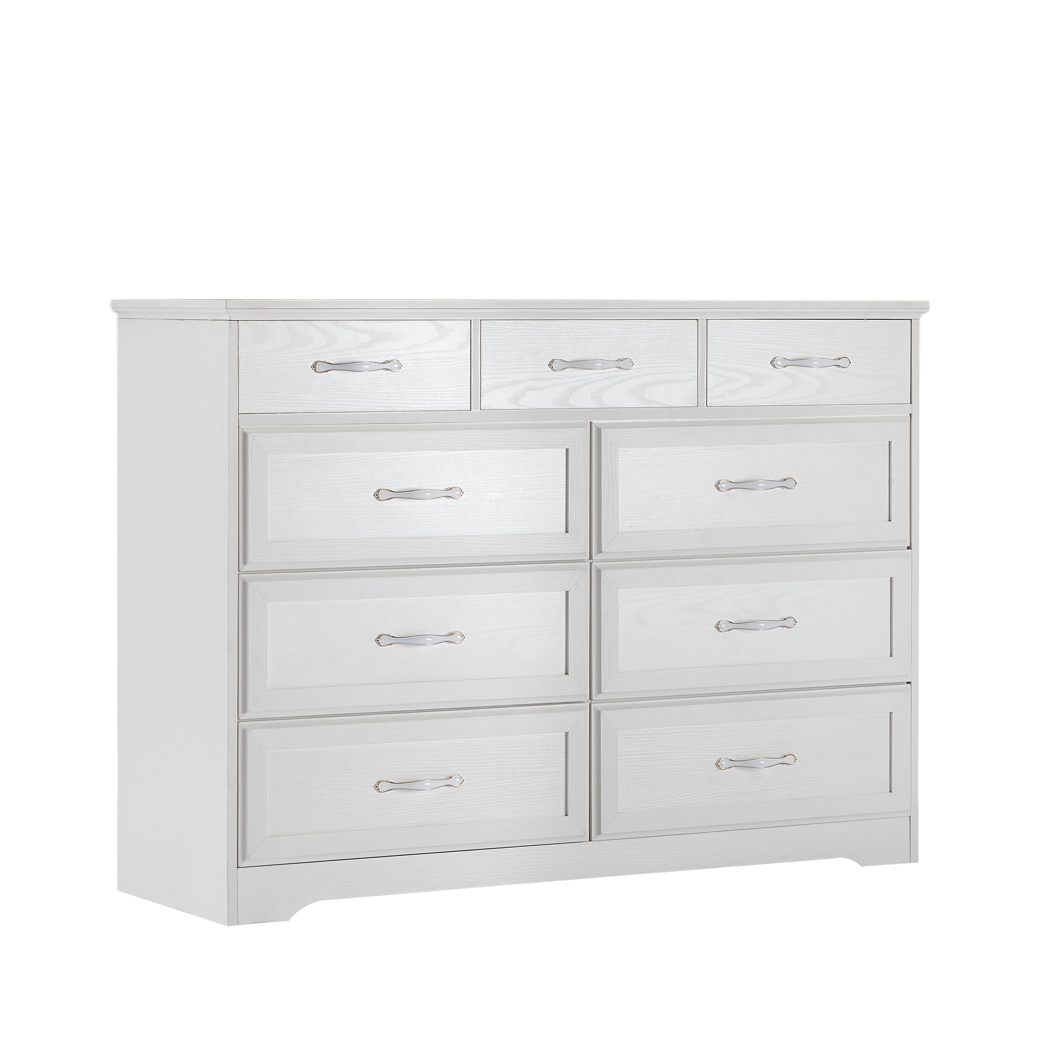 Bedroom dresser 9 drawer long dresser with antique handles wood chest of drawers for kids room 47.56&