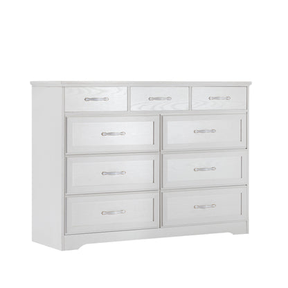 Bedroom dresser 9 drawer long dresser with antique handles wood chest of drawers for kids room 47.56&
