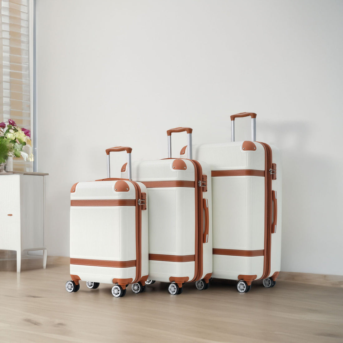 Hardshell Luggage Sets 3 Piece double spinner 8 wheels Suitcase with TSA Lock Lightweight 20&