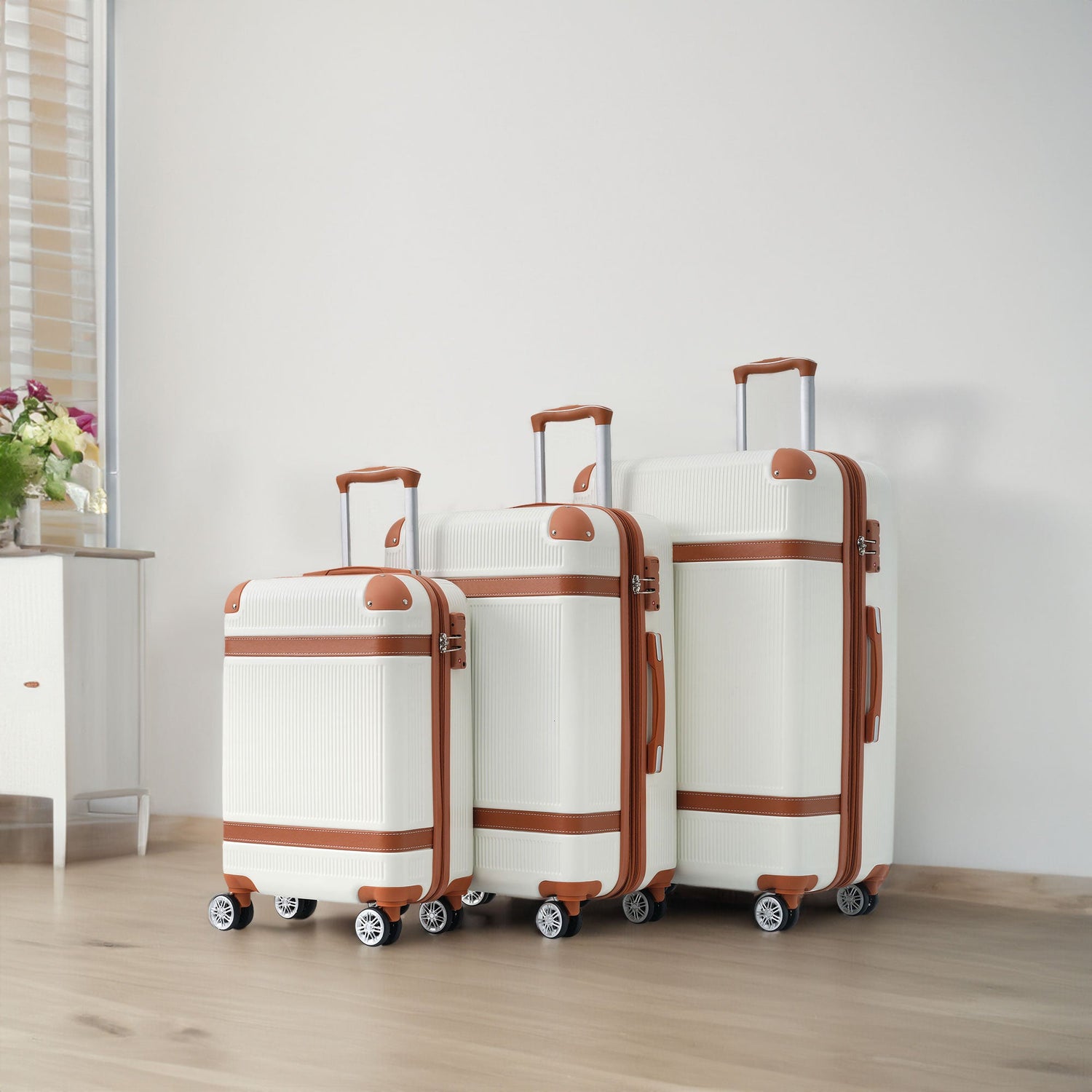 Hardshell Luggage Sets 3 Piece double spinner 8 wheels Suitcase with TSA Lock Lightweight 20&