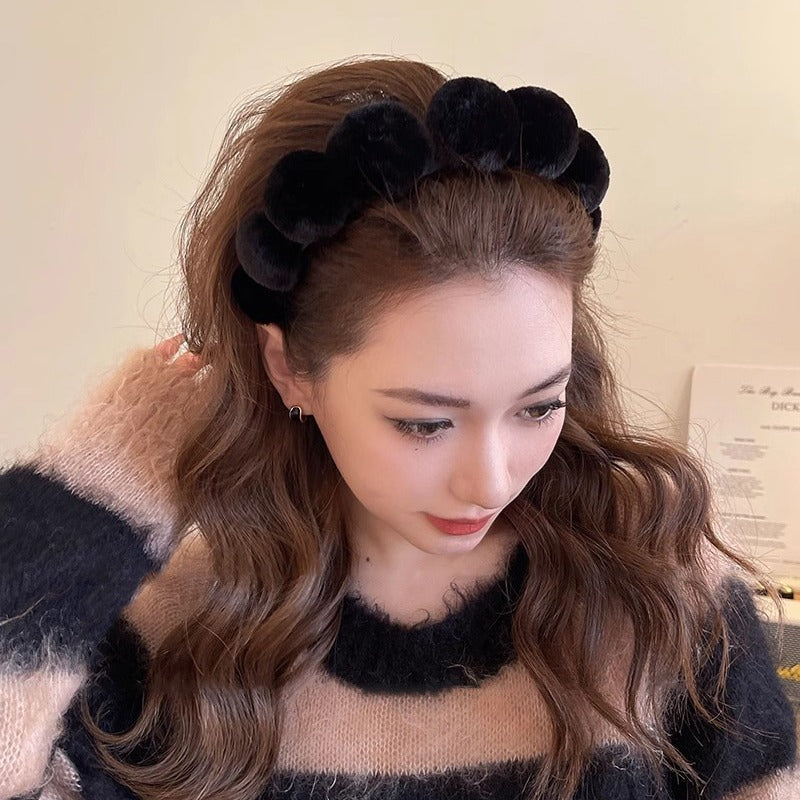 Retro plush hair hoop women&