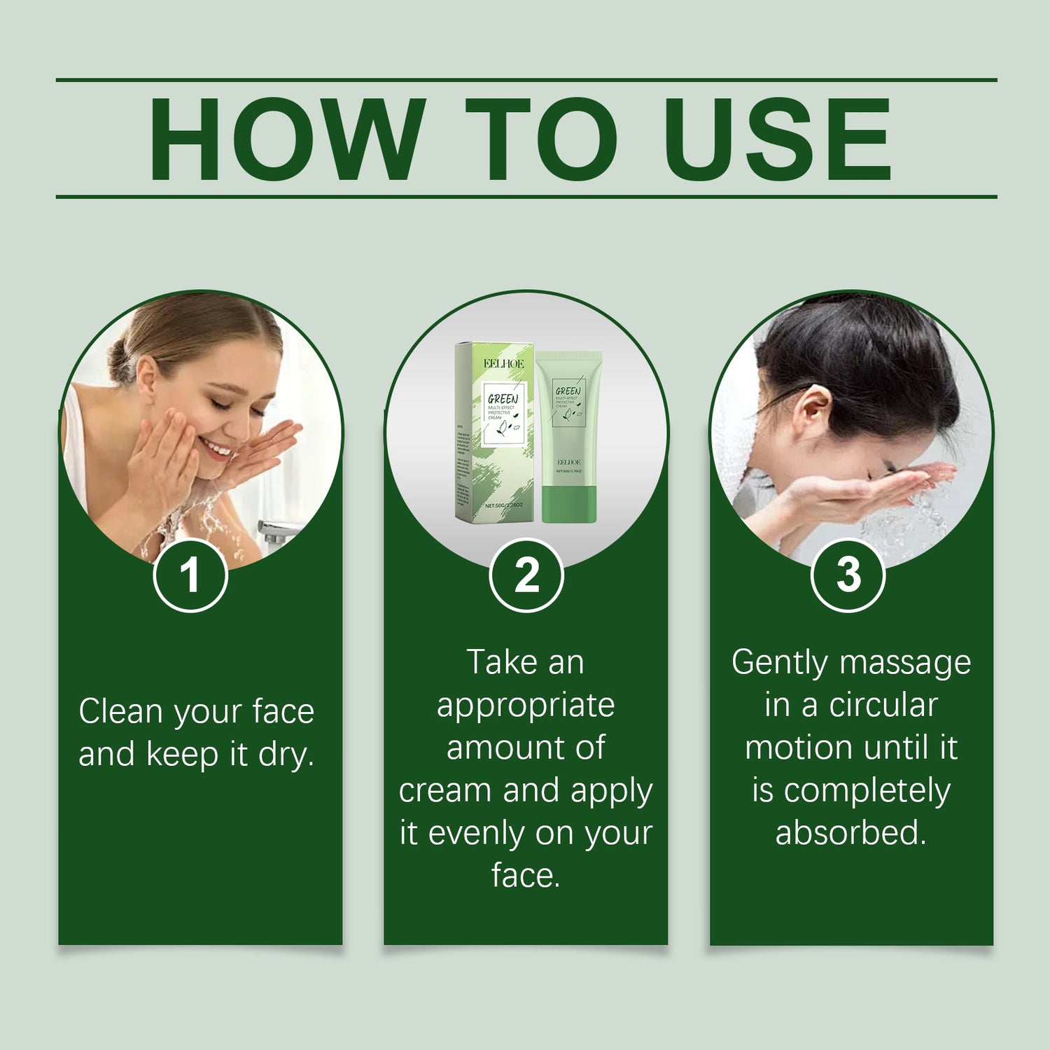 Green Tea Protective Cream Outdoor Protective Refreshing Smooth Delicate Facial Acne Skin Daily Care Cream