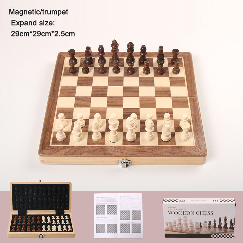 Magnetic Chess Folding Solid Wood Double Queen Set Chessboard Adult Board Game Children&