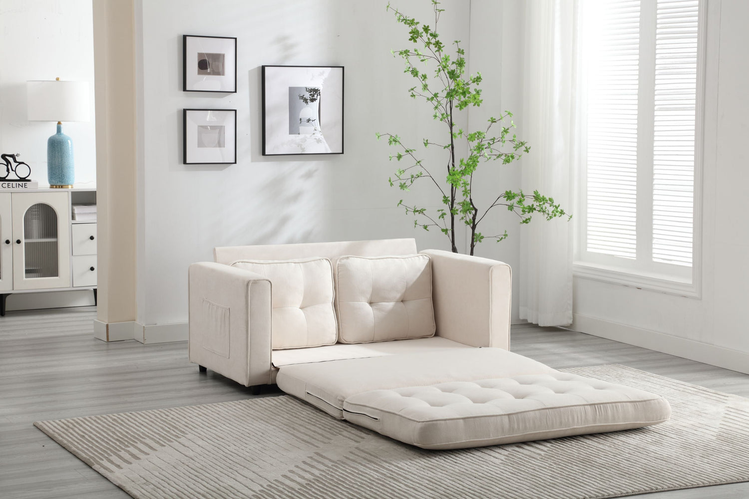 3 Fold Sofa Convertible Futon Couch sleeper sofabed Space saving loveseat Dark Gray &amp; Light Gray &amp; Beige