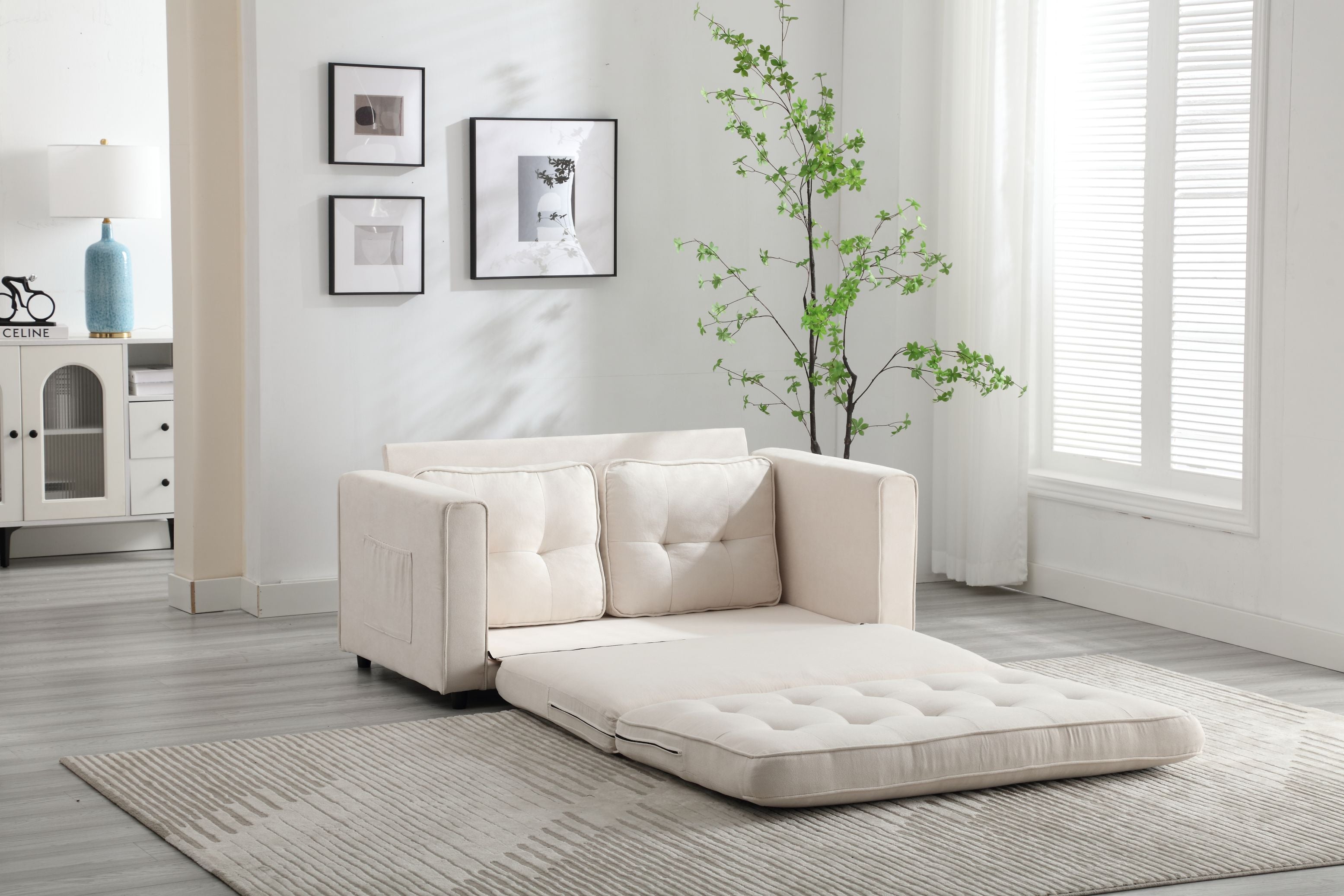 3 Fold Sofa Convertible Futon Couch sleeper sofabed Space saving loveseat Dark Gray &amp; Light Gray &amp; Beige