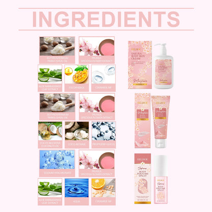 Cherry Blossom Body Care Set, Gentle Cleansing Water Moisturizing And Nourishing Skin Fragrance