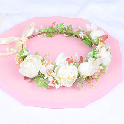 Korean style flower garland headwear, orchid flower crown, fashion show, dance party, headwear, vacation, countryside props, hea