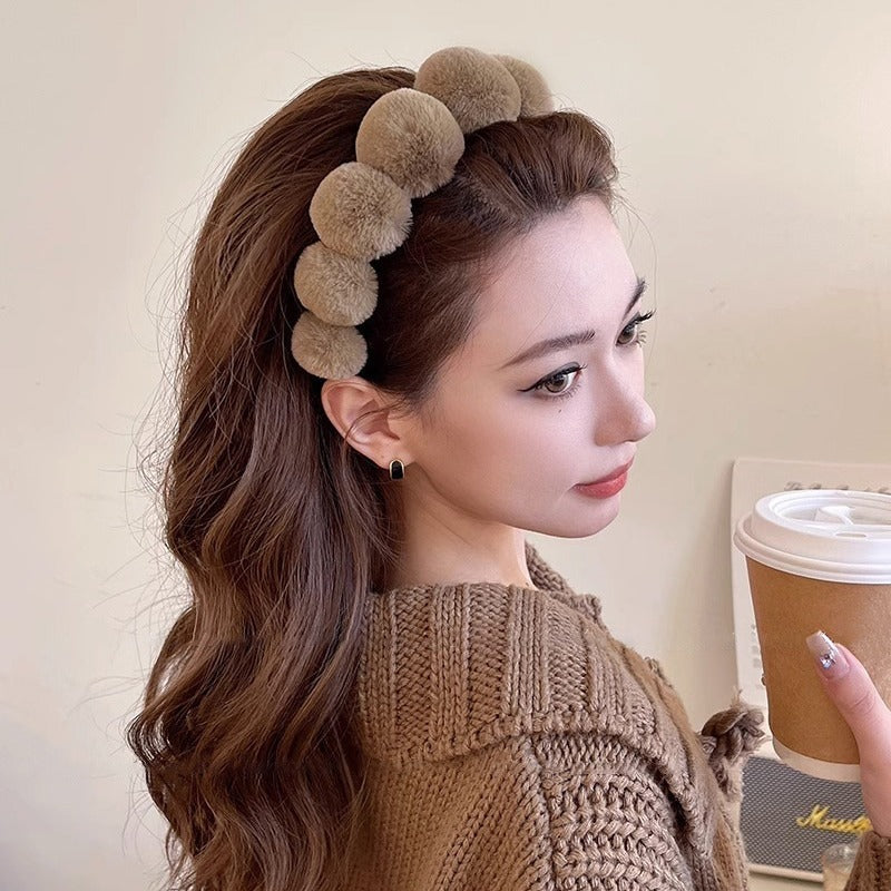 Retro plush hair hoop women&