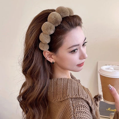 Retro plush hair hoop women&