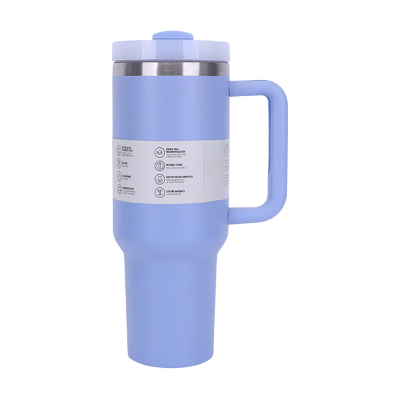 40 oz Insulated Tumbler with Straw, Handle &amp; Lid – Stainless Steel, Hot &amp; Cold Drinks, Fits Car Cup Holders