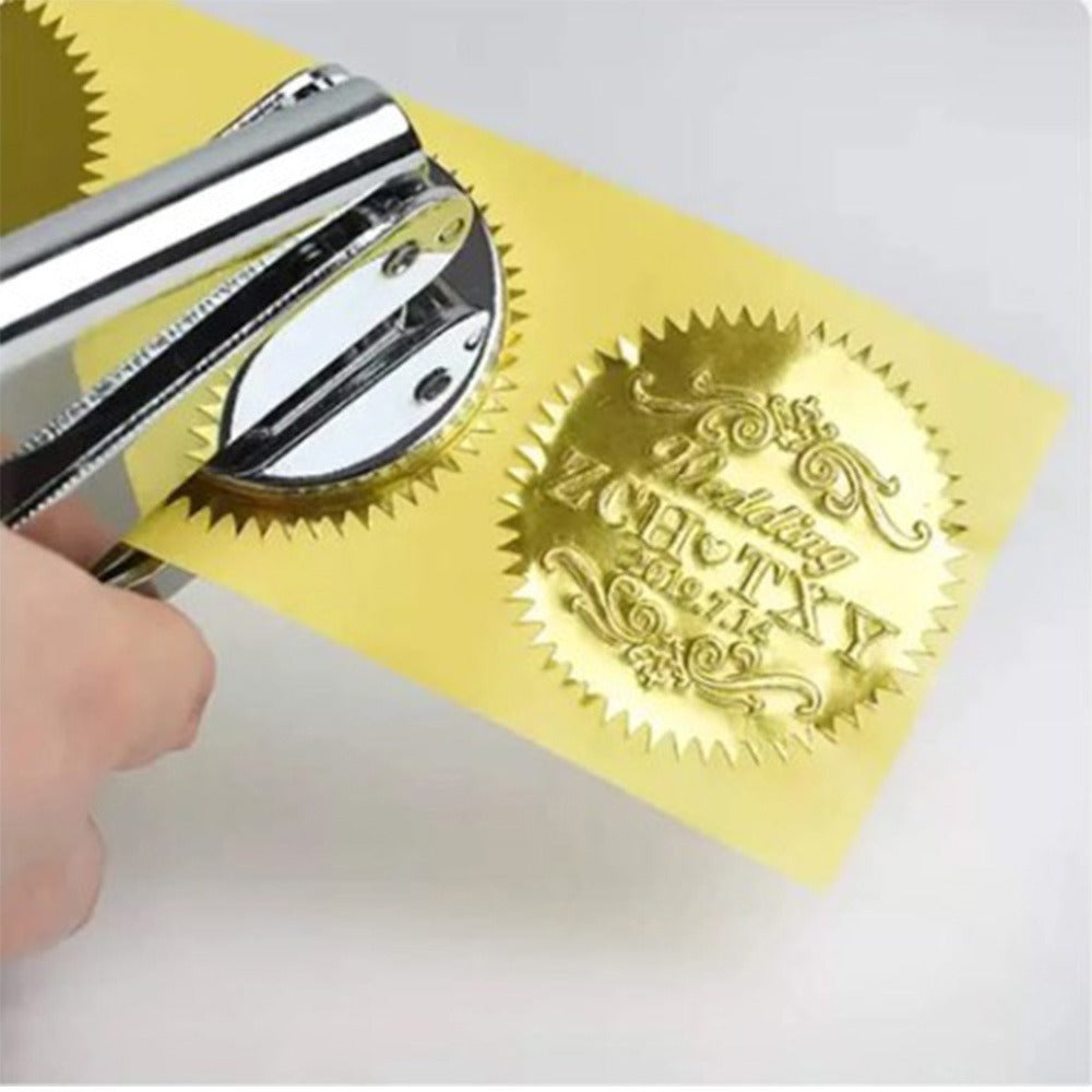 45/50mm blank circular gold silver red/cowhide gear shaped pliers steel seal sticker certificate stamp
