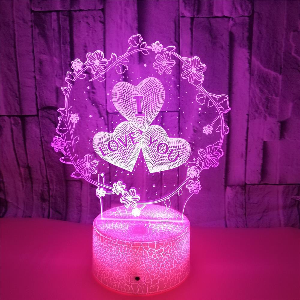 3D Lamp Pattern I LOVE YOU Valentine&