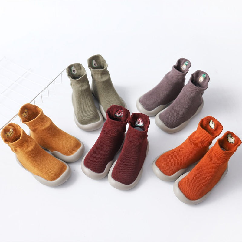 Autumn New Soft Sole Baby Walking Shoes Knitted Embroidered Baby Floor Socks Shoes Avocado Children&