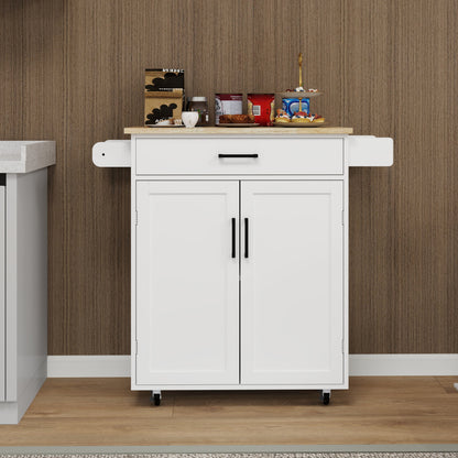 Kitchen island rolling trolley cart with 1 drawer &amp; 2 doors with storage racks &amp; Adjustable Shelves &amp; towel rack