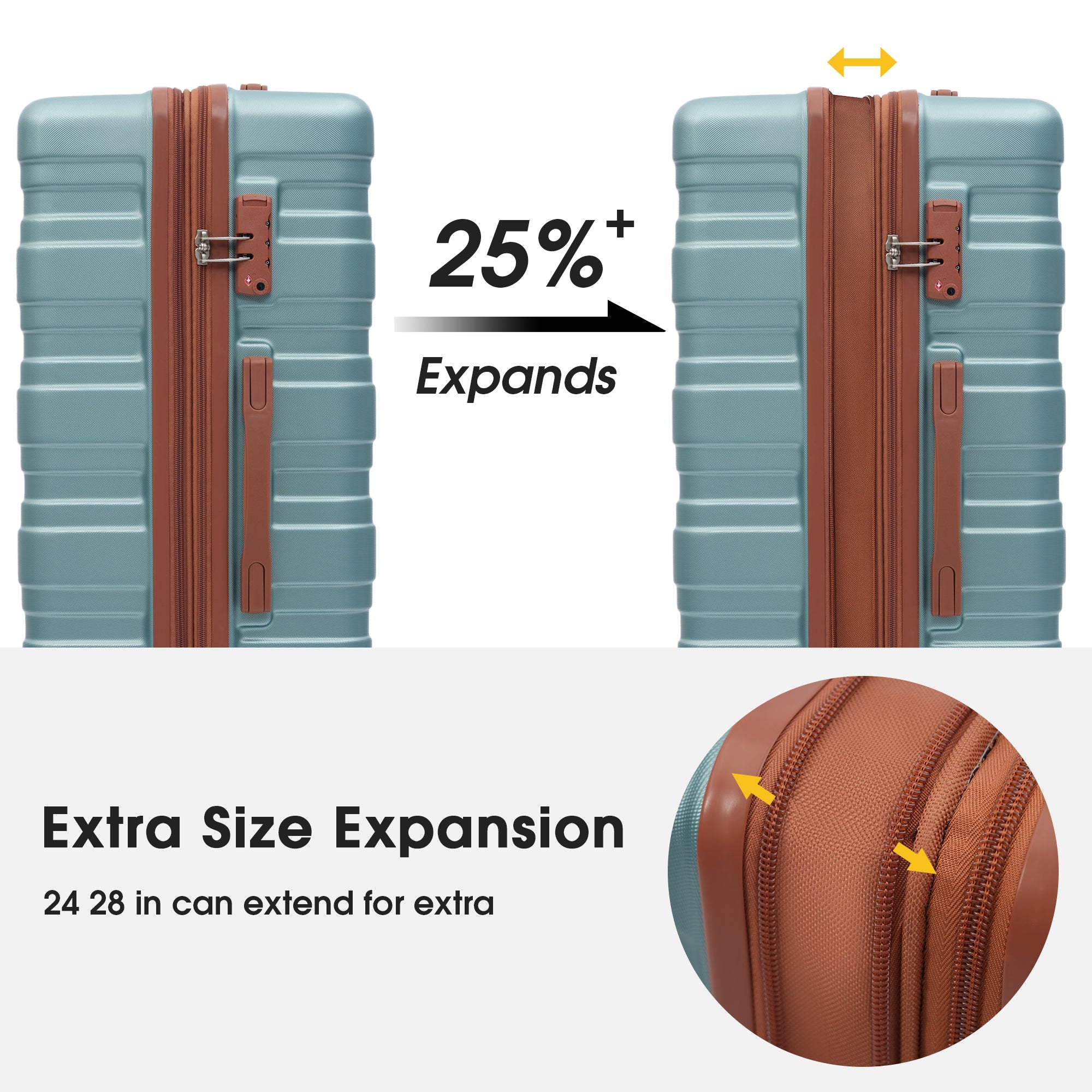 Hardshell Luggage Sets 3 Pcs Spinner Suitcase with TSA Lock Lightweight 20&