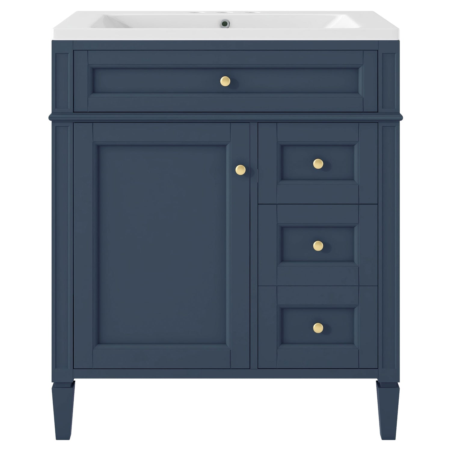 30 inch bathroom vanity with top sink, storage cabinet with 2 drawers and 1 drawer, single sink bathroom vanity