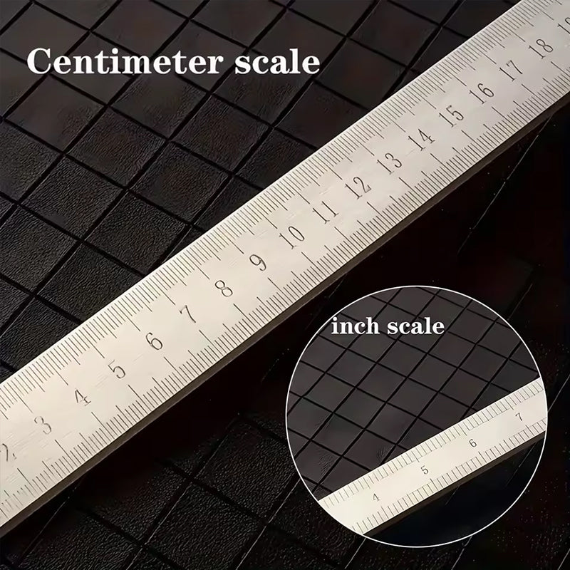 20 - Inch Dual - Scale Stainless Steel Ruler, thickened quenched steel, with random lanyard, great for drawing &amp; measuring.