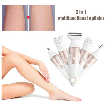 5 In 1 Electric Shaver Waterproof Razor Shaving Machine Women Hair Leg Bikini Depilation Trimmer Depilatory Hair Remover