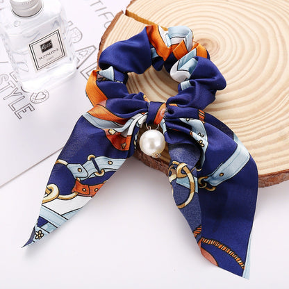 New Pearl Pendant Large Intestine Ring Hair Loop Women&