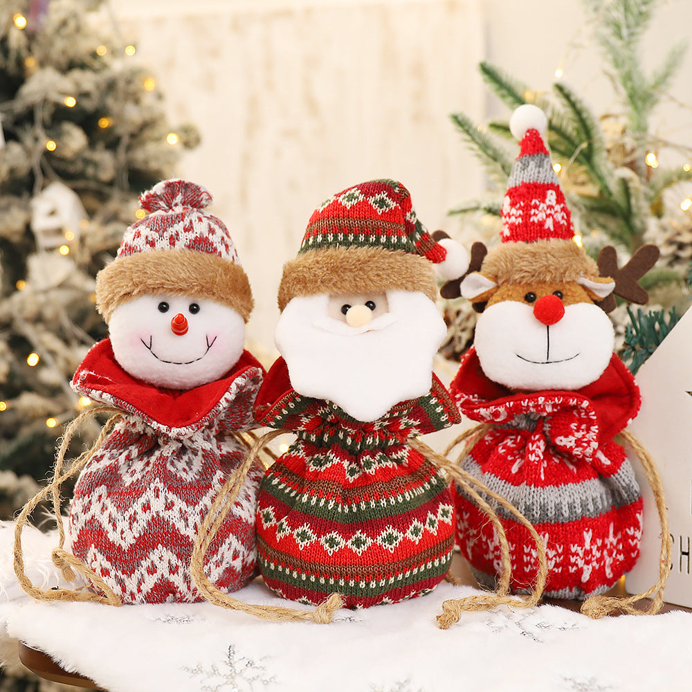 New 3D Knitted Fabric Doll Apple Bag Christmas Decorations Children&