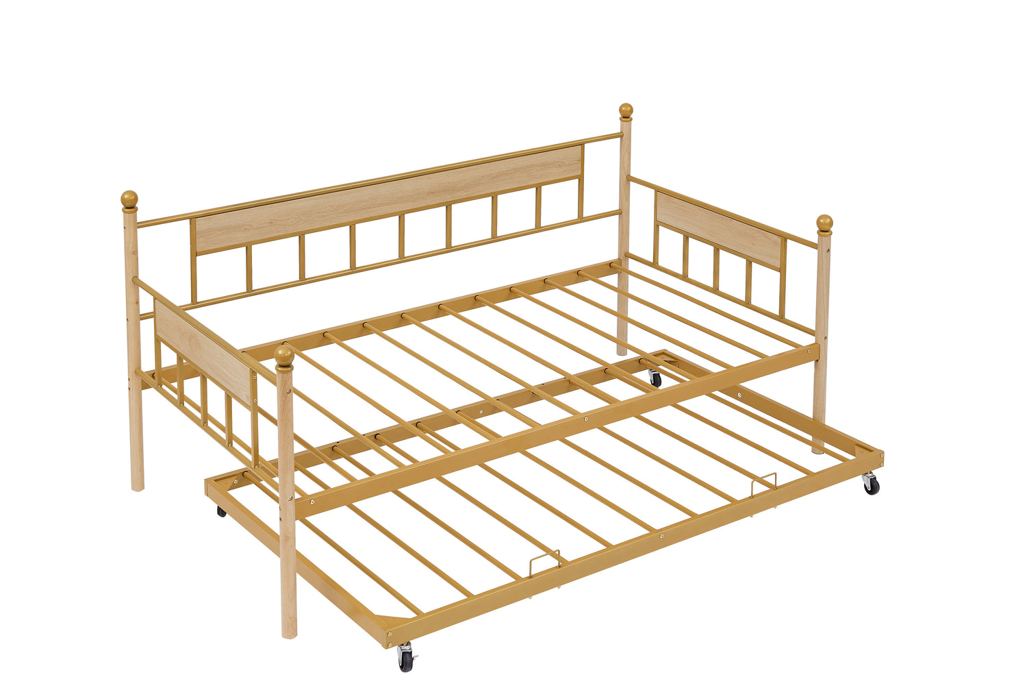Daybed sofa bed metal framed with trundle twin size  golden 77&