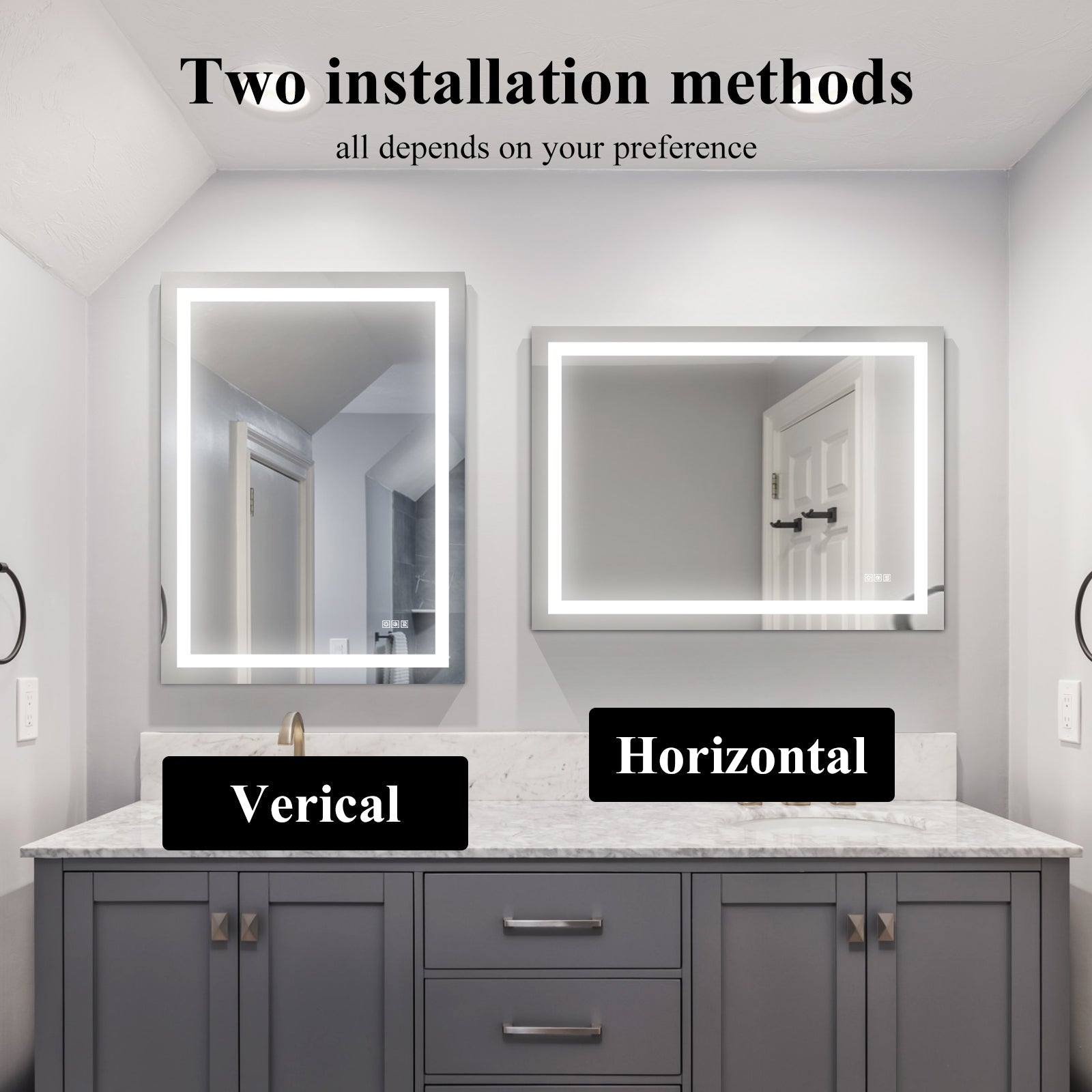 LED Bathroom Mirror 48x 36 Inch with lights, anti-Fog &amp; Dimming Led Bathroom Vanity Mirror