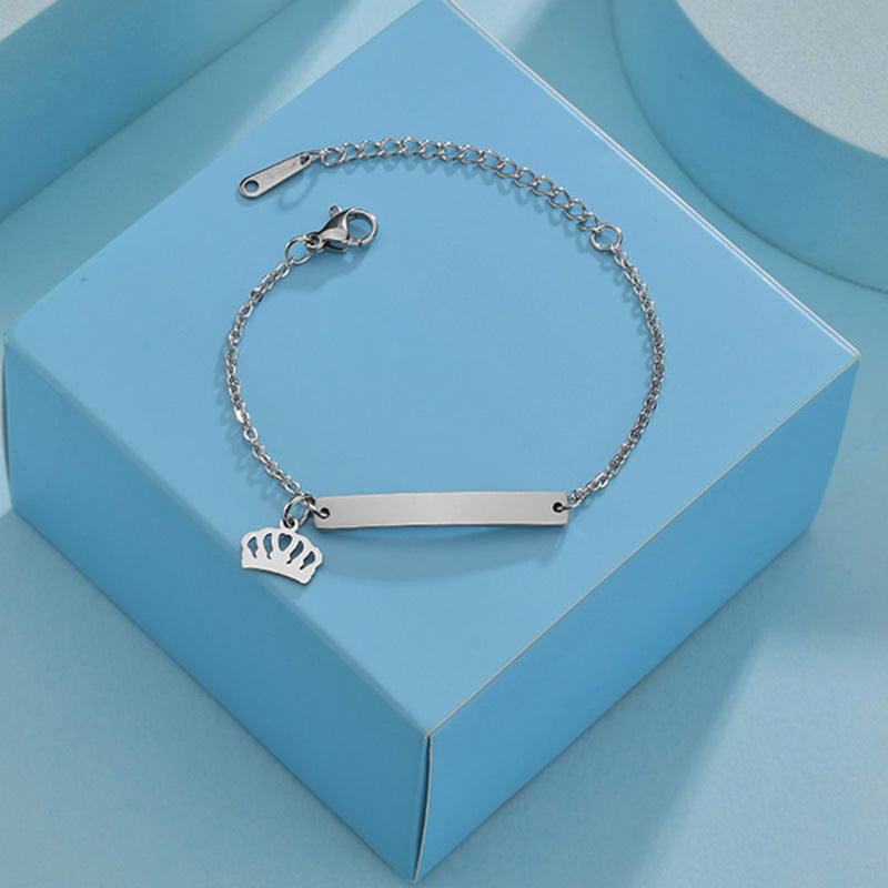 Stainless steel personalized engraved three color curved bracelet simple and personalized women&