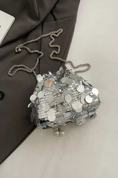 Drawstring Sequin Crossbody Bag