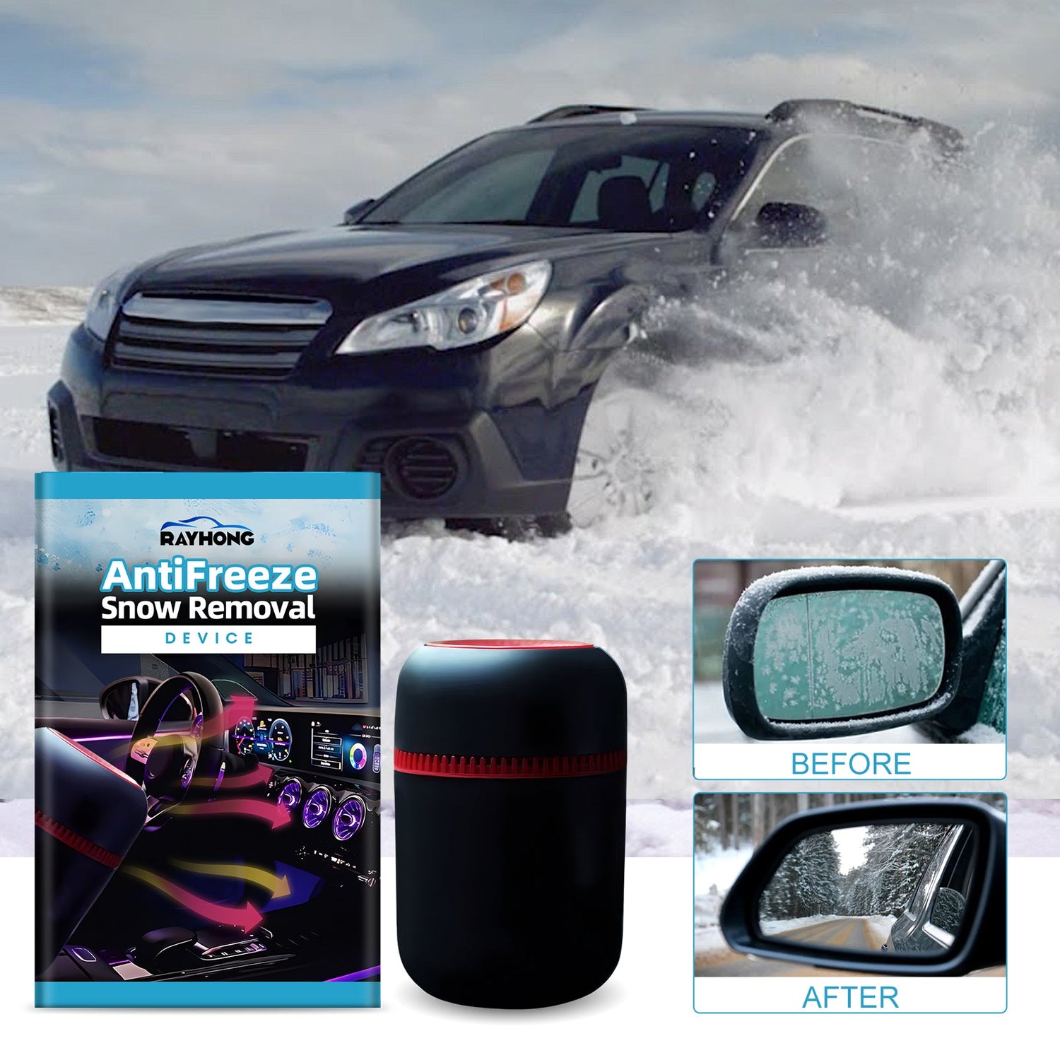 Snow Remover, Car Windshield Defogging Deicing Quick Snow Melting Portable Heater