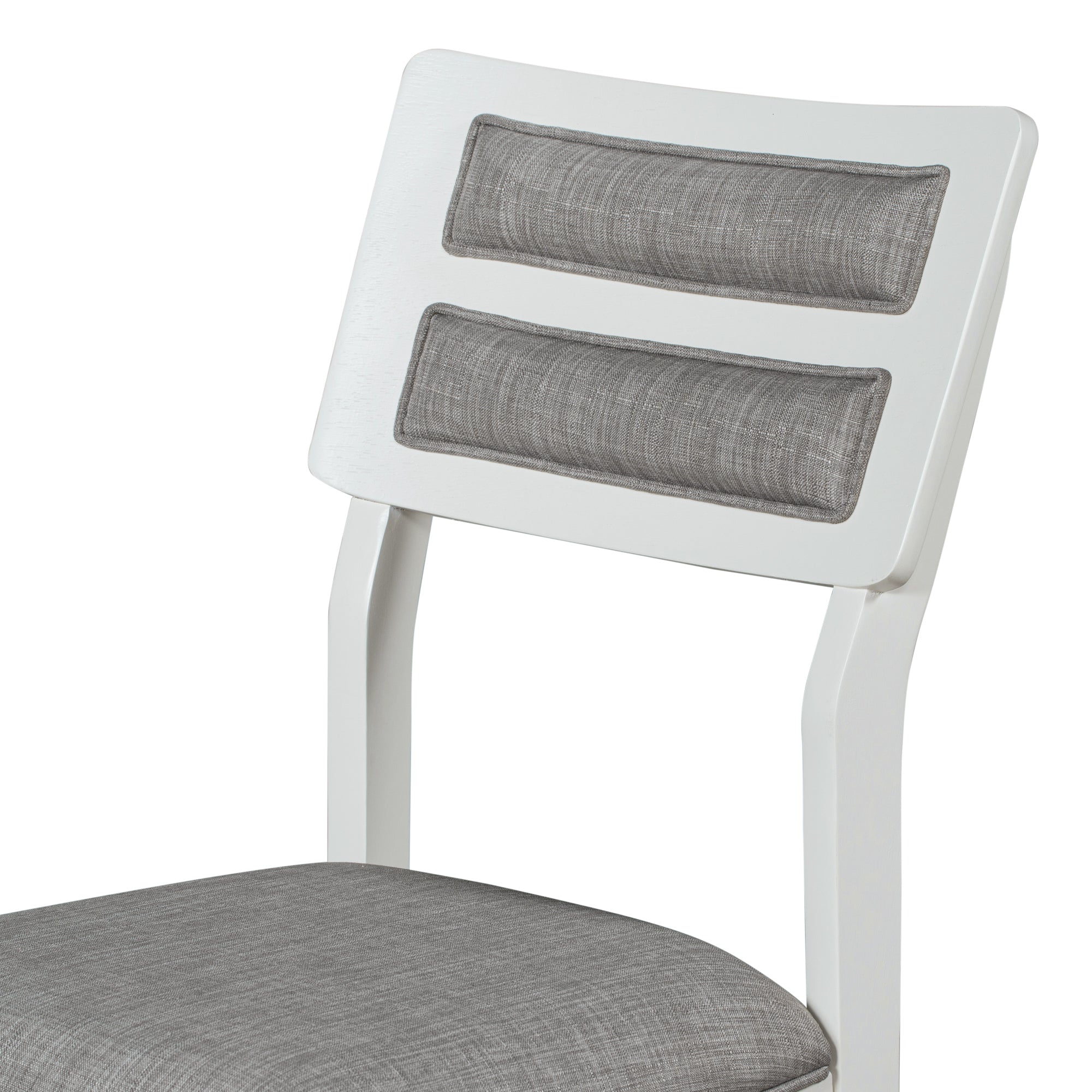 TREXM Classic and Traditional Style 6 - Piece Dining Set, Includes Dining Table  4 Upholstered Chairs &amp; Bench (White+Gray)