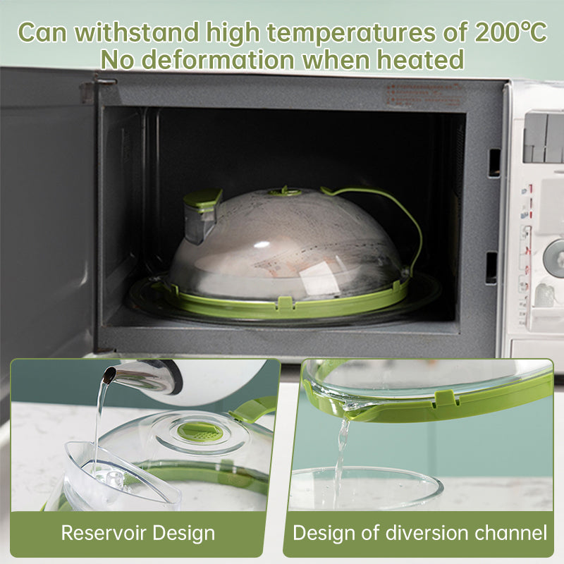 News Food Microwave Cover, Clear, with Water Steamer &amp; Handle, 10 Inch, for Plate, Kitchen Gadget