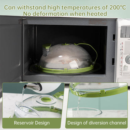 News Food Microwave Cover, Clear, with Water Steamer &amp; Handle, 10 Inch, for Plate, Kitchen Gadget