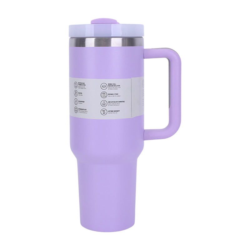 40 oz Insulated Tumbler with Straw, Handle &amp; Lid – Stainless Steel, Hot &amp; Cold Drinks, Fits Car Cup Holders