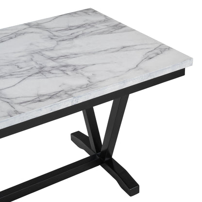 TREXM Modern Style 6-piece Dining Table with 4 Chairs &amp; 1 Bench (White)
