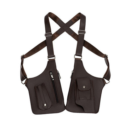 A medieval - style leather harness bag that is an anti - theft wallet, phone pouch, and suitable for men&