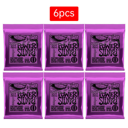 6 sets of Ernie Ball Slinky guitar strings (models 2003, 2215, 2223, 2221, nickel - wound) for electric &amp; acoustic guitars