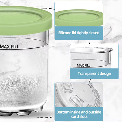 4-Pack Replacement Containers &amp; Lids for Nin-ja Creami Deluxe Pints, 16oz, Compatible with NC299AMZ &amp; NC300s, Original Grey
