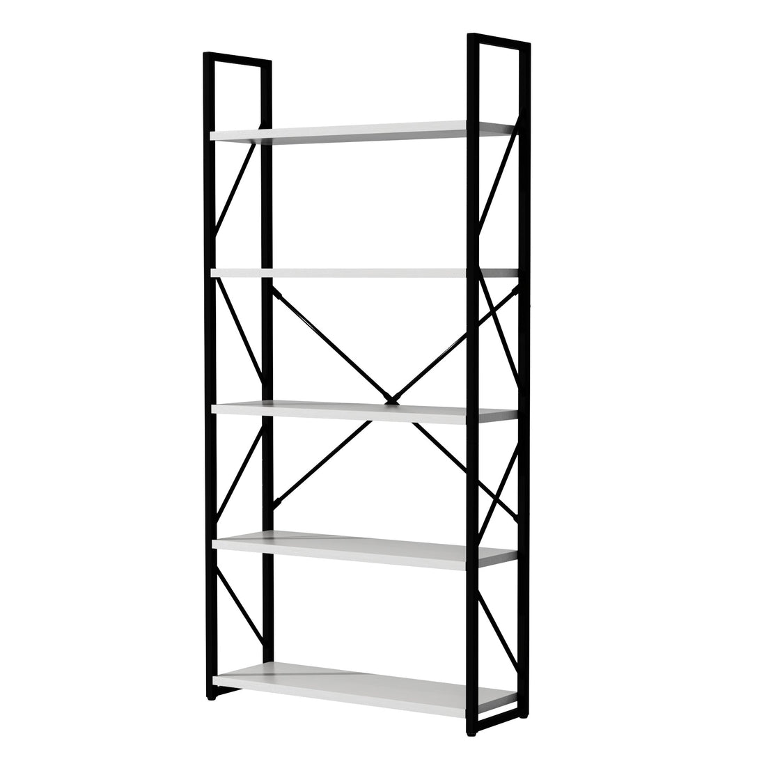 5-Tier Bookshelf, Freestanding White Book Shelf Modern Minimalist Open Display Storage Book Shelves Standing Shelving Unit White