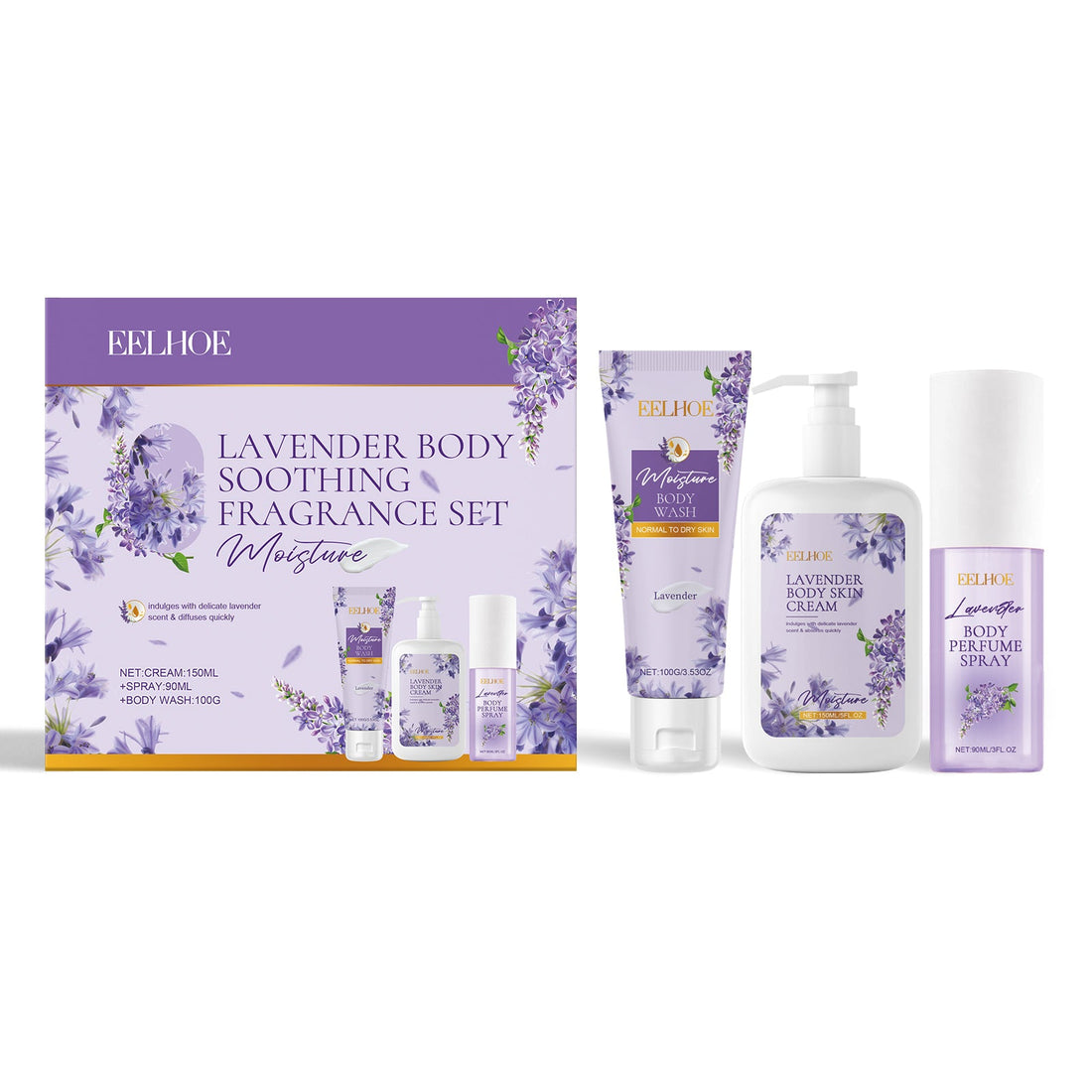 Lavender Body Soothing Fragrance Set Gentle Moisturizing Skin Hydrating Skin Care Set